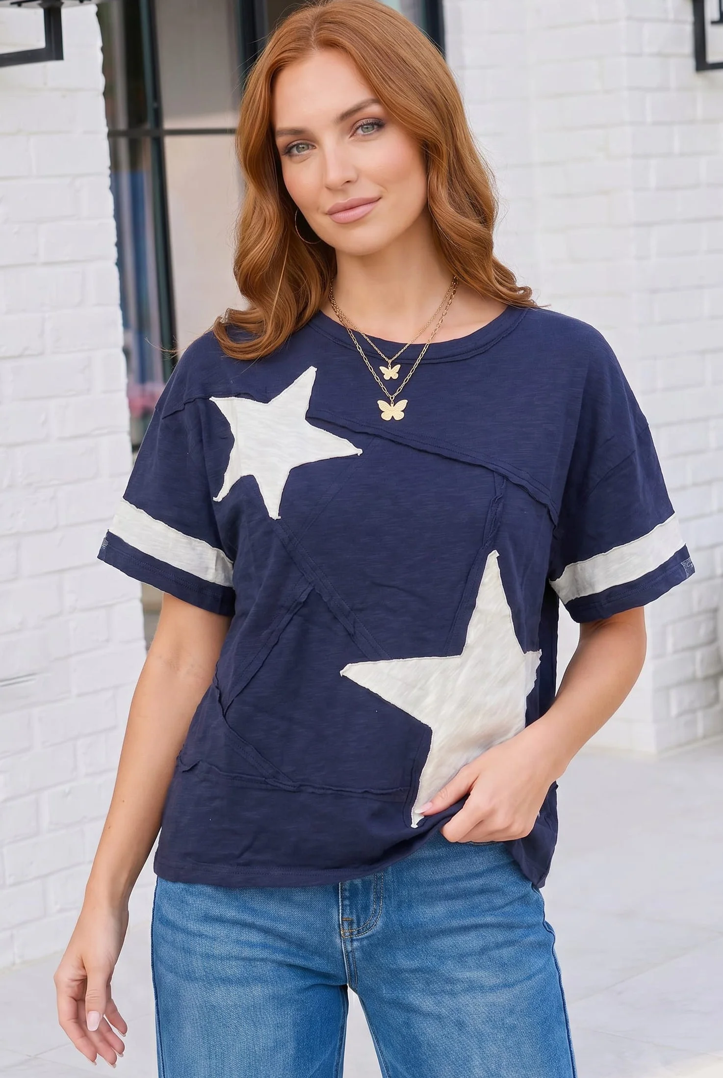 Star Power Navy Varsity Tee