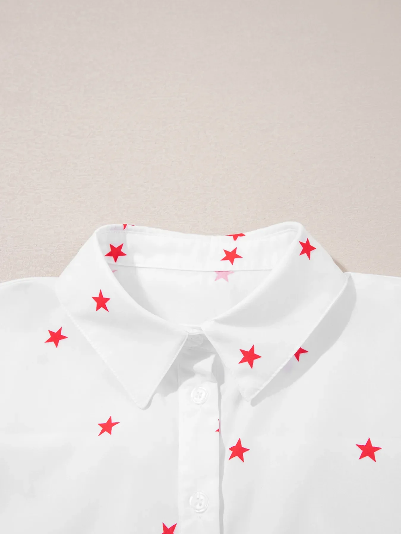 Star Print Puff Sleeve Button-Up Shirt - Image 7