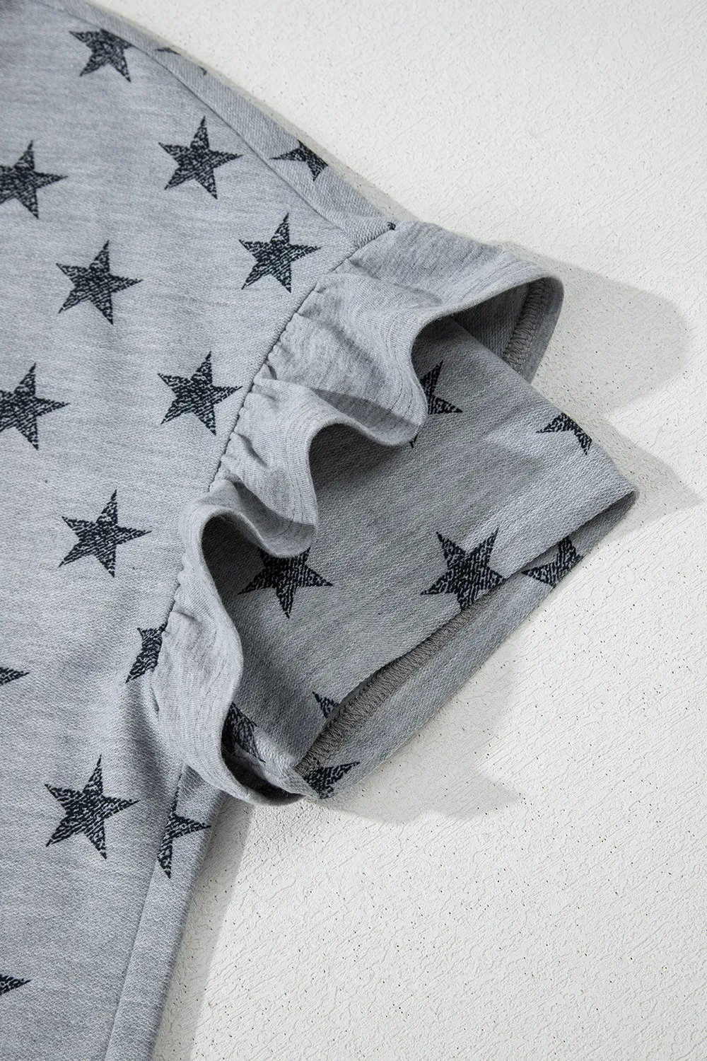 Star Print Tiered Ruffled Sleeve Crew Neck T Shirt - Image 11