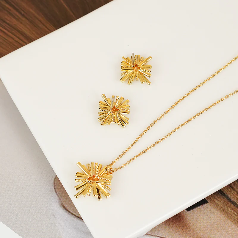 Starburst Gold-Plated Earrings and Necklace Set - Image 3
