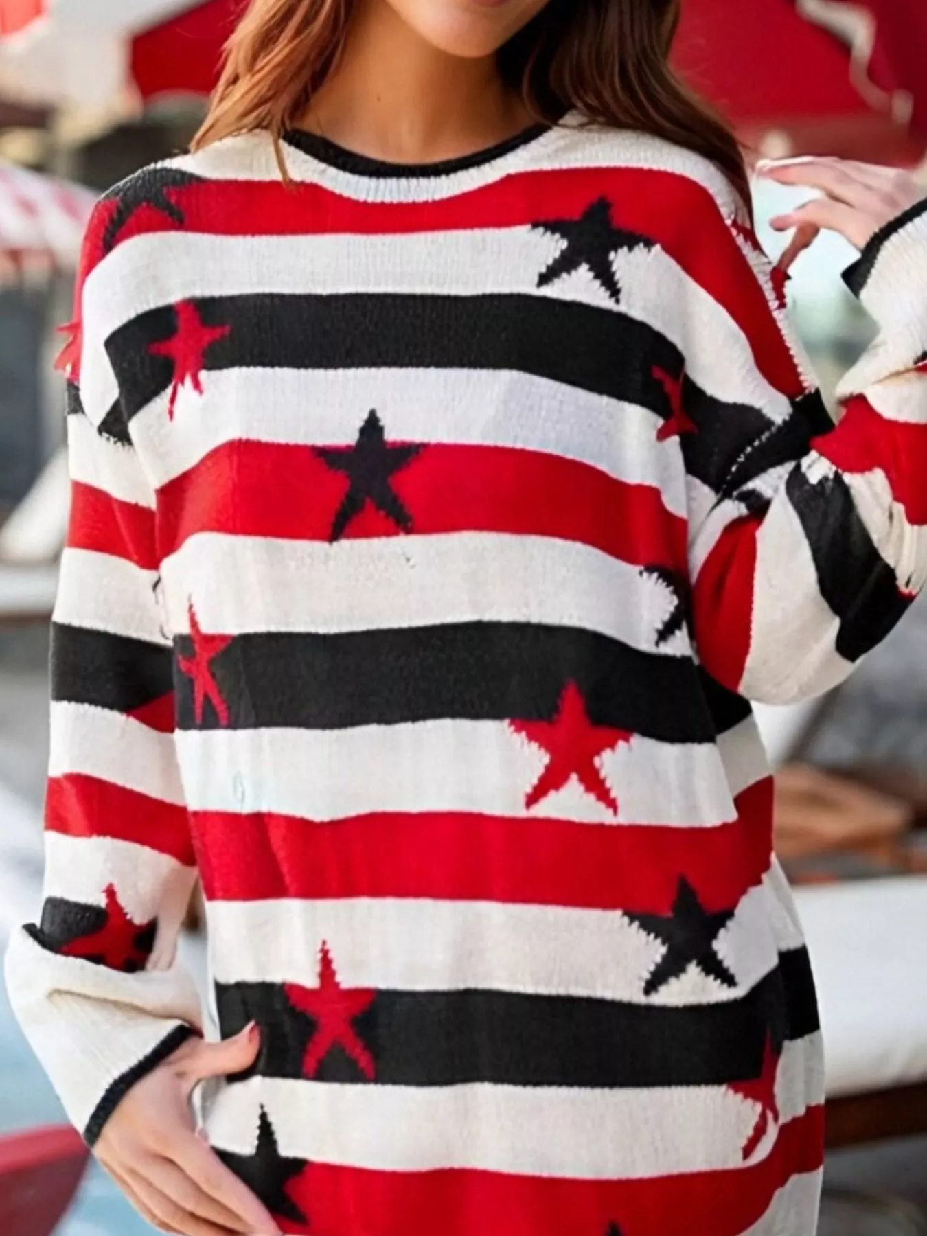Stars and Stripes Long Sleeve Sweater - Image 22