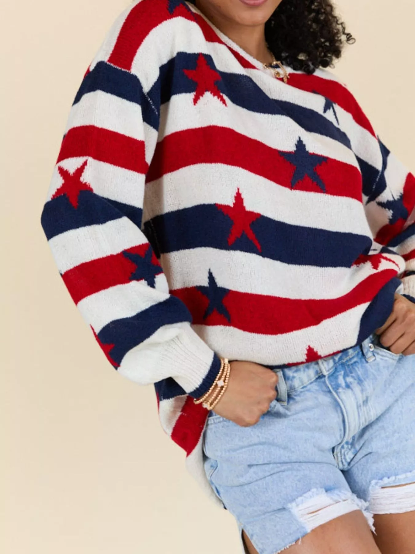 Stars and Stripes Long Sleeve Sweater - Image 8