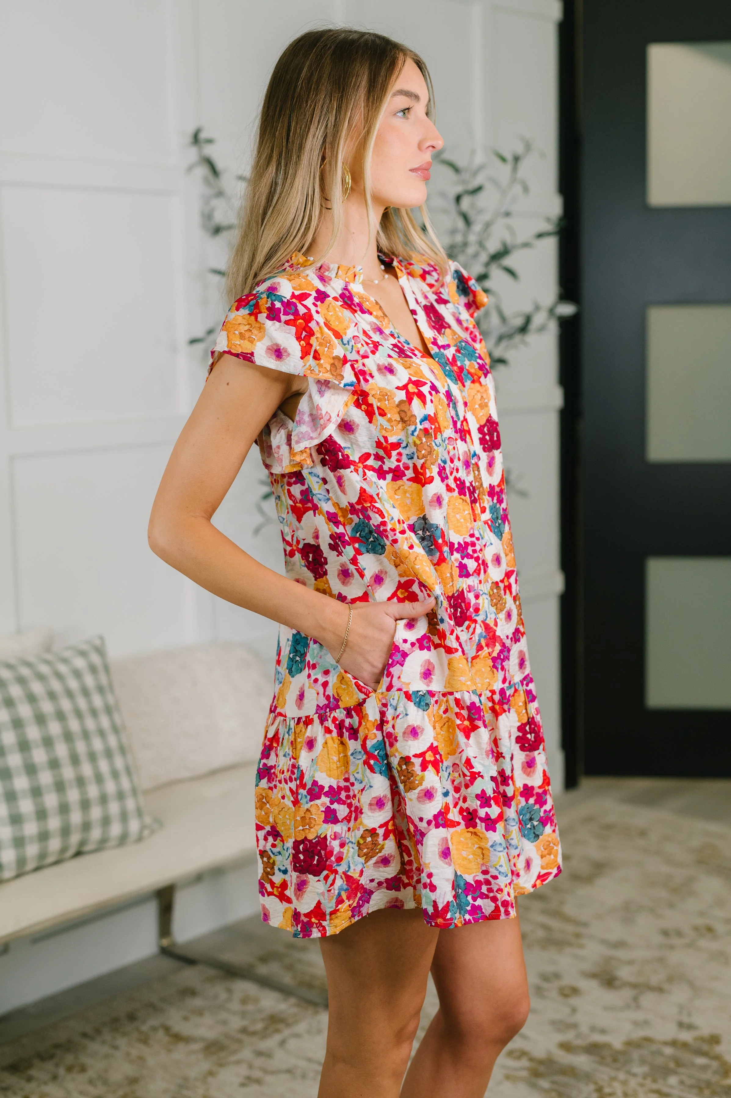 Start of Something Great Flutter Sleeve Floral Dress - Image 5