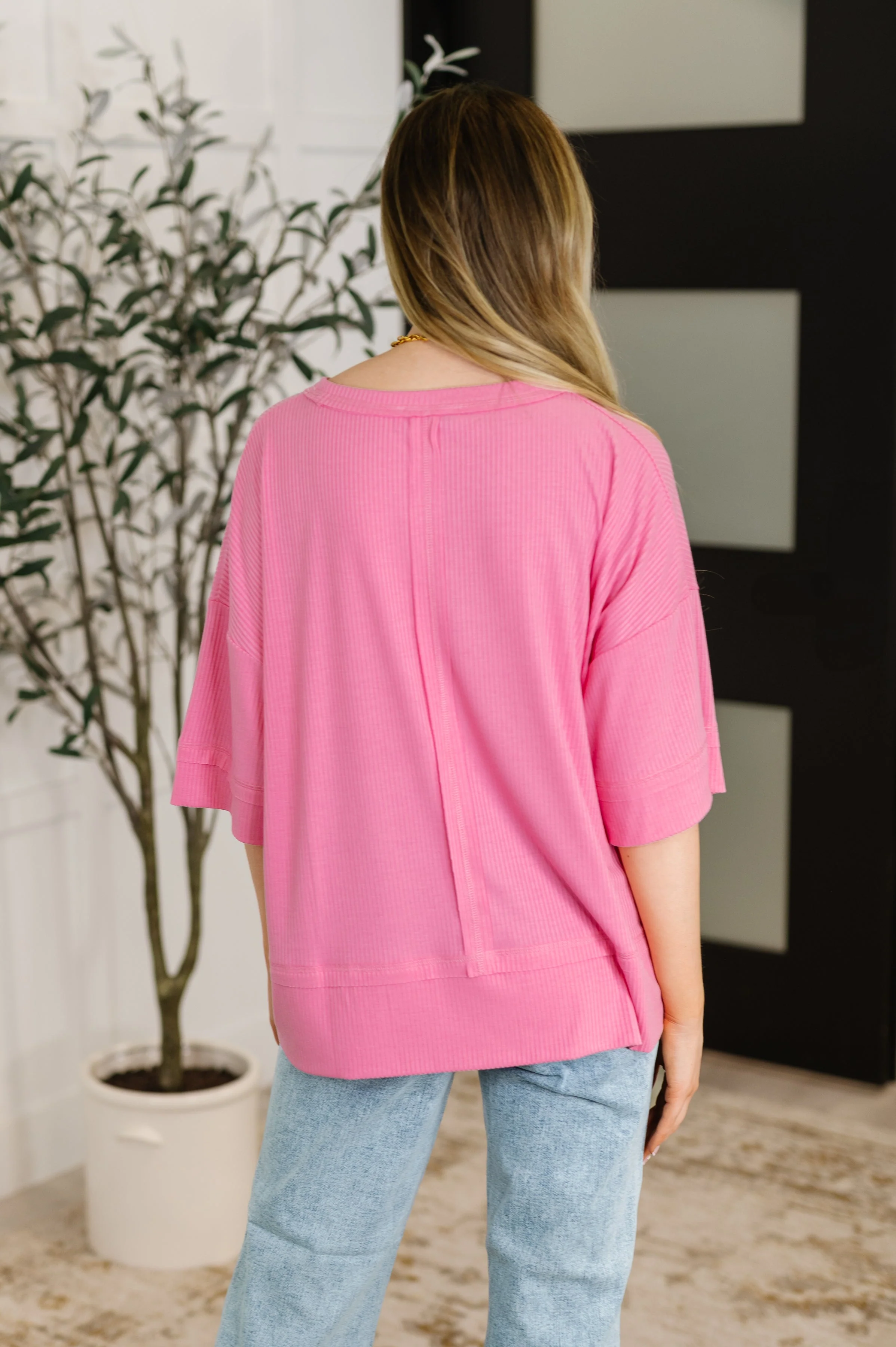 Stay On Top Relaxed Tee in Candy Pink - Image 5