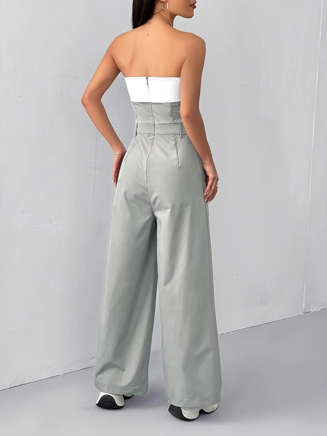 Strapless Color Block Wide Leg Jumpsuit - Image 3
