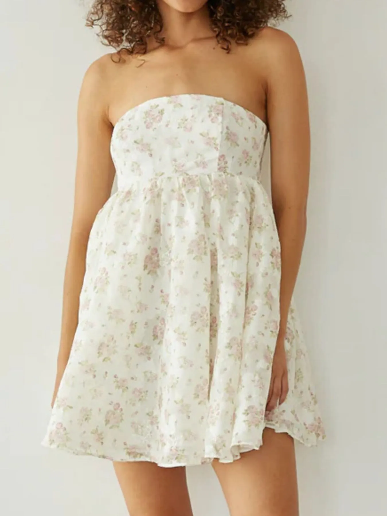 Strapless Floral Print Summer Dress - Image 7