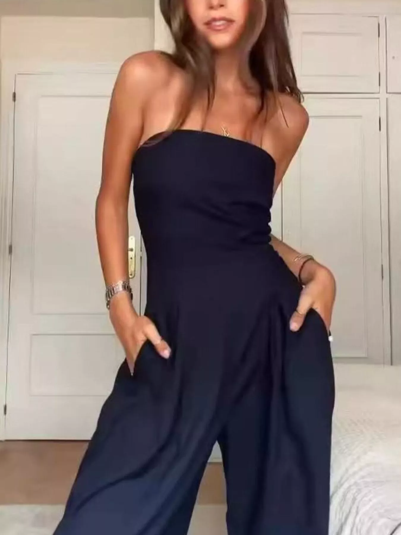 Strapless Wide Leg Jumpsuit - Image 8