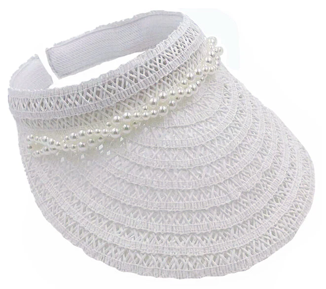 Straw Sun Visor With Pearl - Image 5