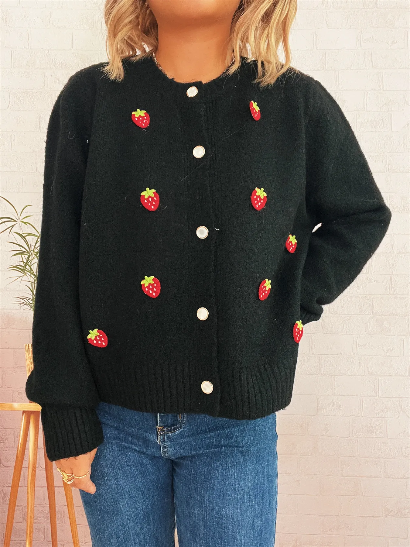 Strawberry Button Up Long Sleeve Cardigan - Image 23