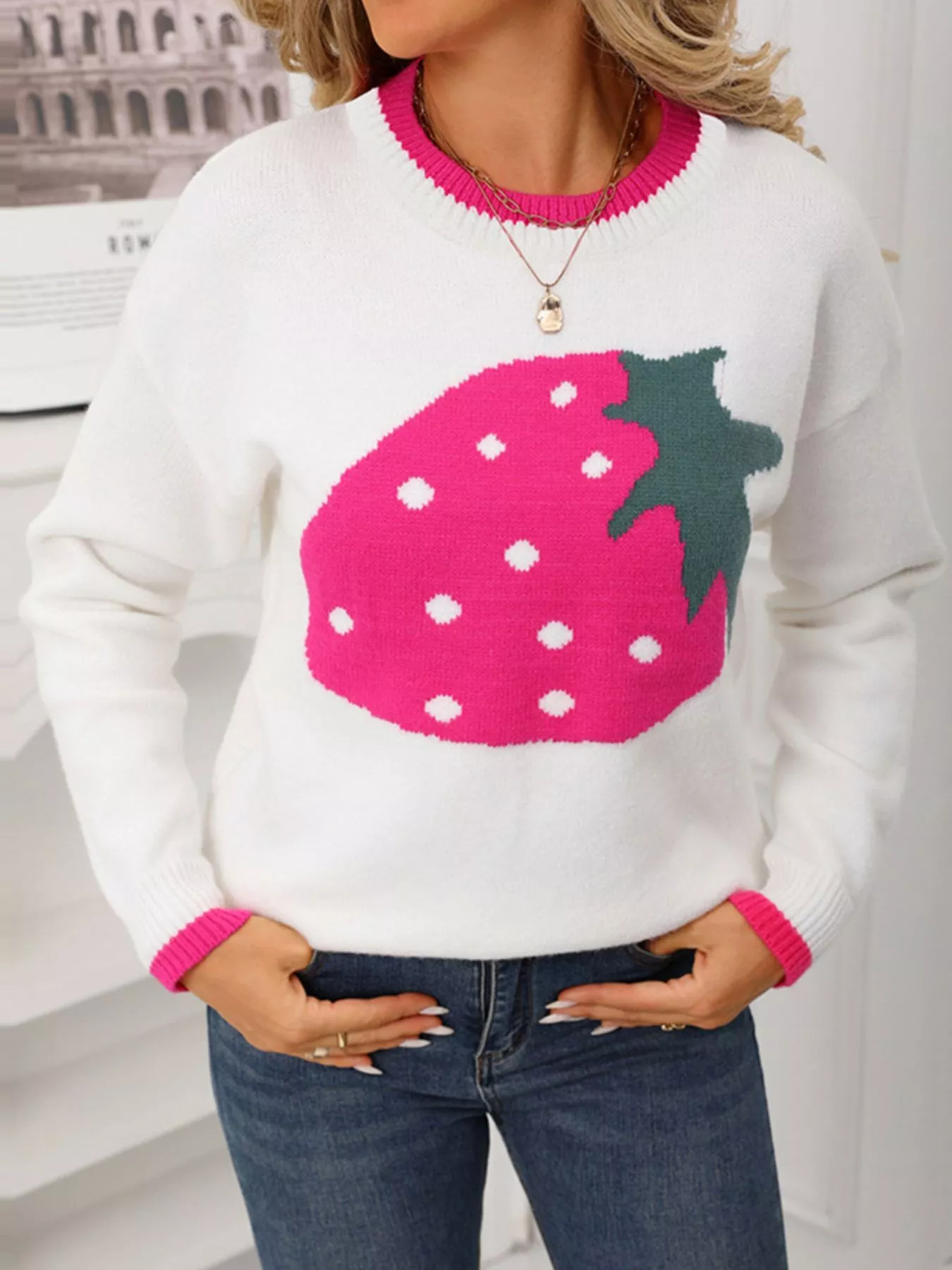Strawberry Crew Neck Sweater - Image 8