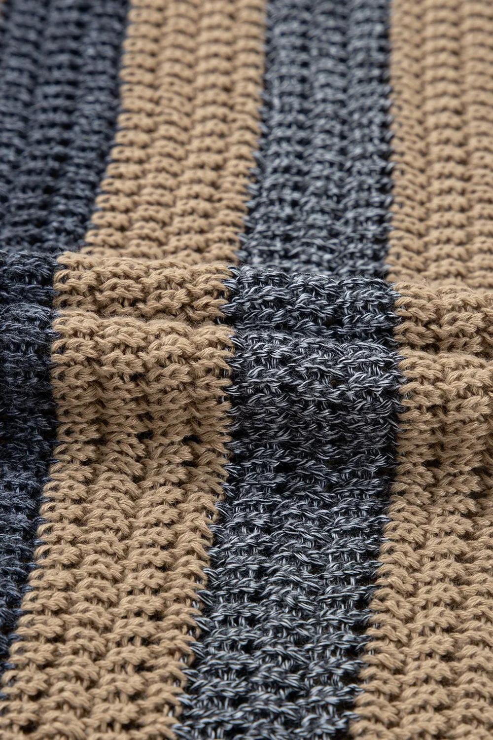 Stripe Color Block Eyelet Knit Short Sleeve Knit Top - Image 11