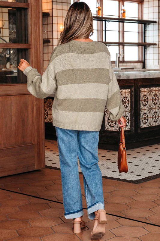 Stripe Colorblock Bow Tie Front Sweater Cardigan - Image 4