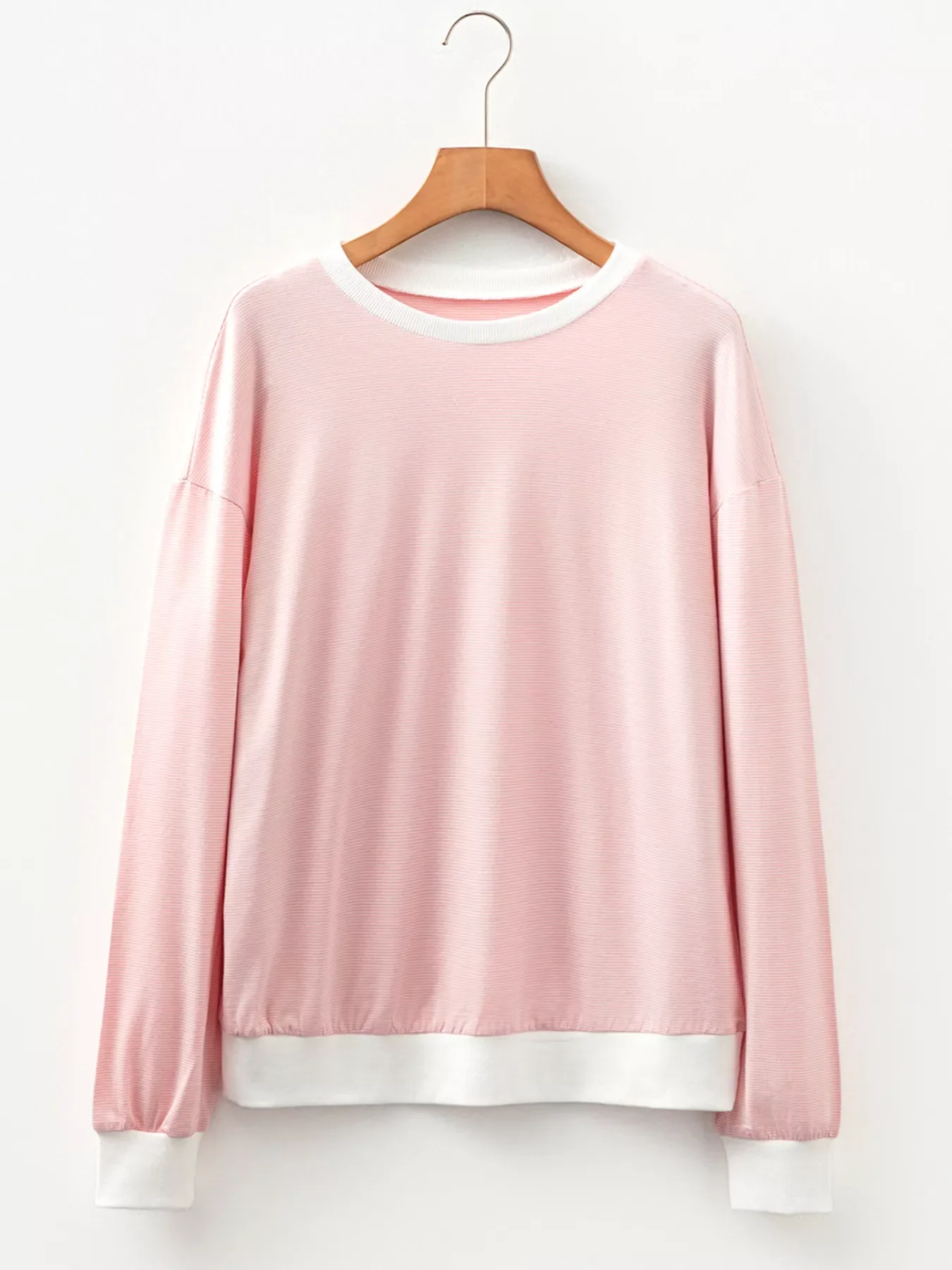 Stripe Contrast Edge Patchwork Long Sleeve Top - Image 3