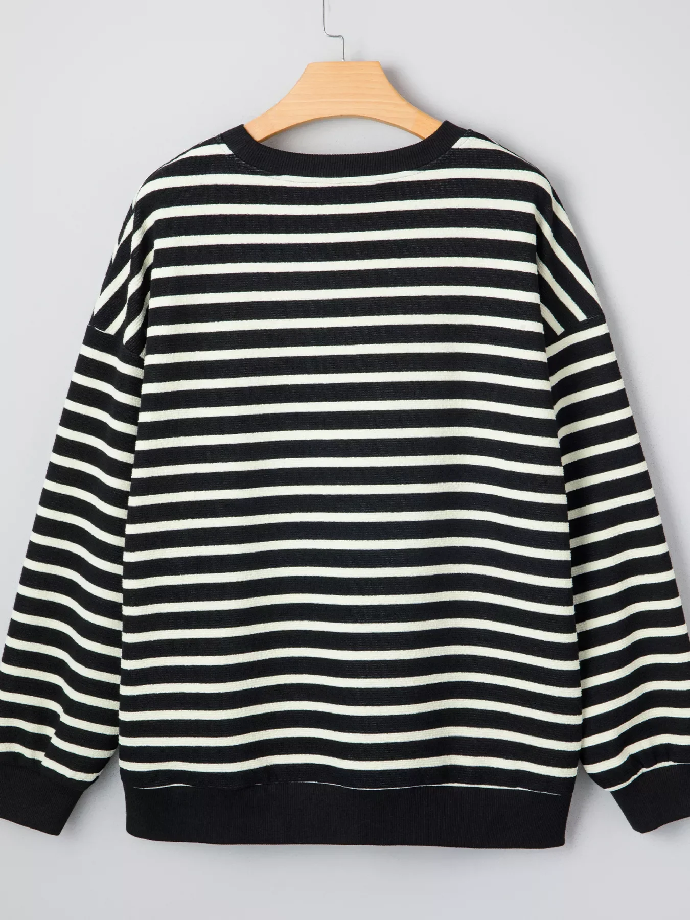 Stripe Contrast MERRY Letter Christmas Print Drop Shoulder Sweatshirt - Image 4
