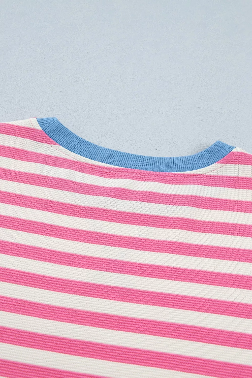 Stripe Contrast Patchwork Short Sleeve Loose Tee - Image 7