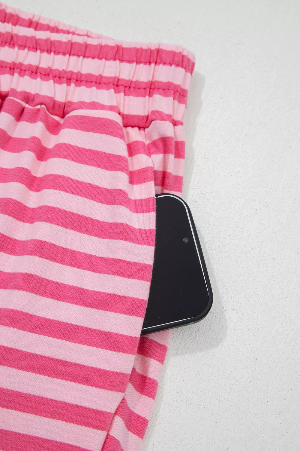 Stripe Drop Shoulder Round Neck Top and Buttoned Straight Pants Two Piece Set - Image 12