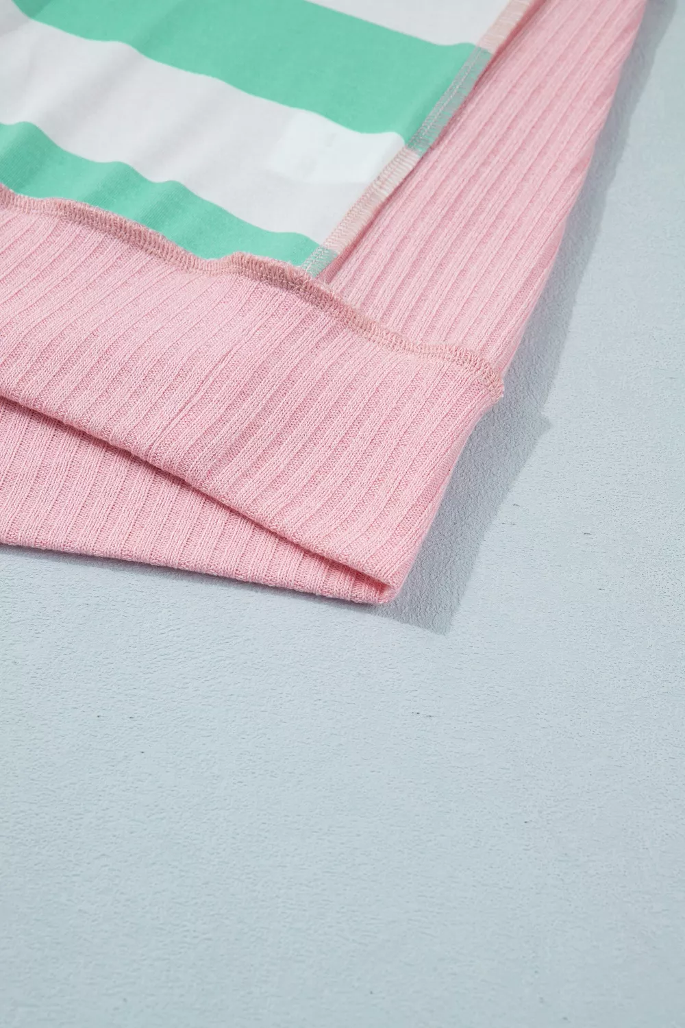 Stripe Exposed Seam Ribbed Patchwork Oversized Tee - Image 8