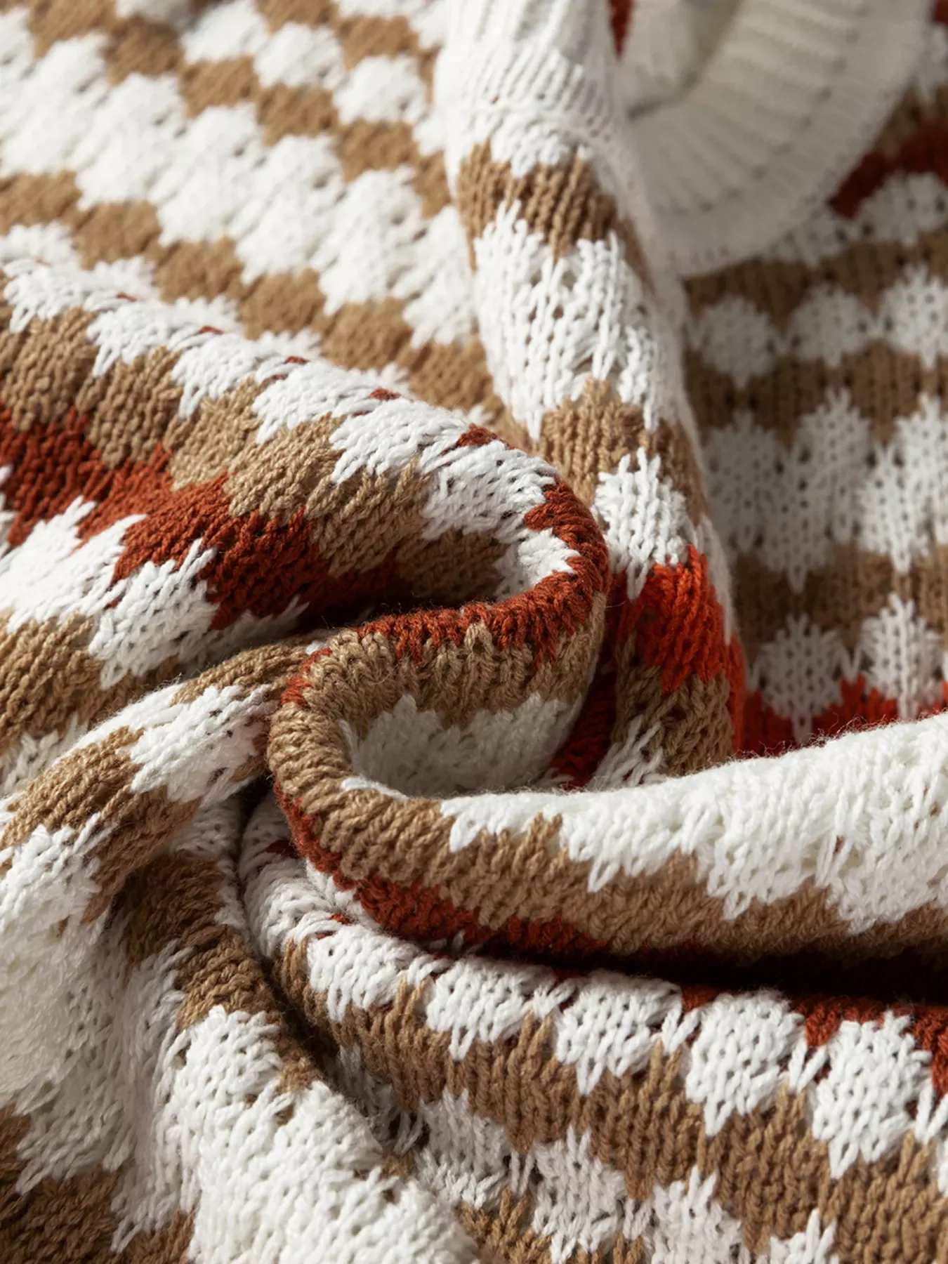 Stripe Eyelet Patterned Drop Shoulder Sweater - Image 10