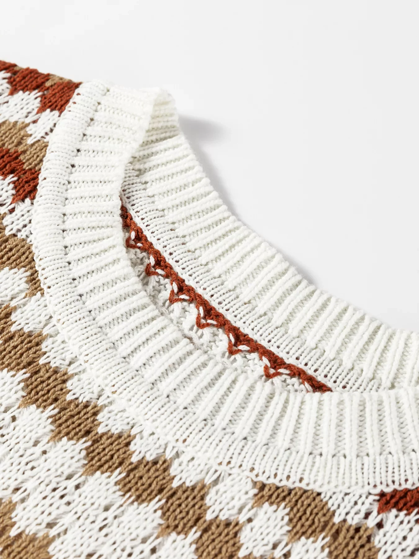 Stripe Eyelet Patterned Drop Shoulder Sweater - Image 8