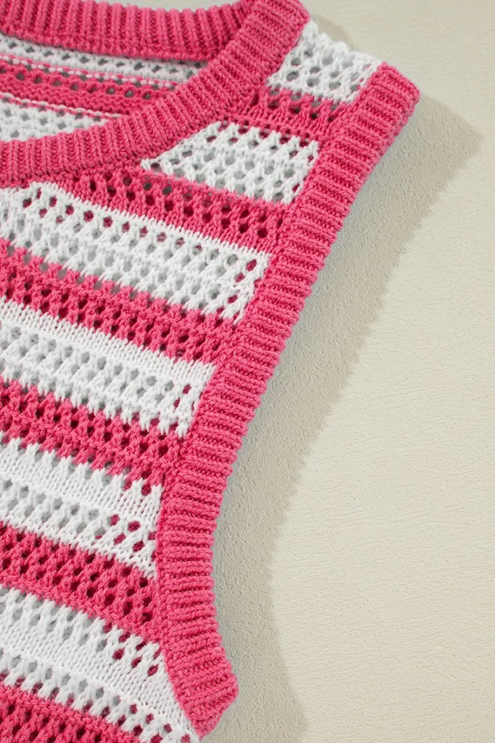 Stripe Hollowed Knit Sleeveless Sweater Dress - Image 12