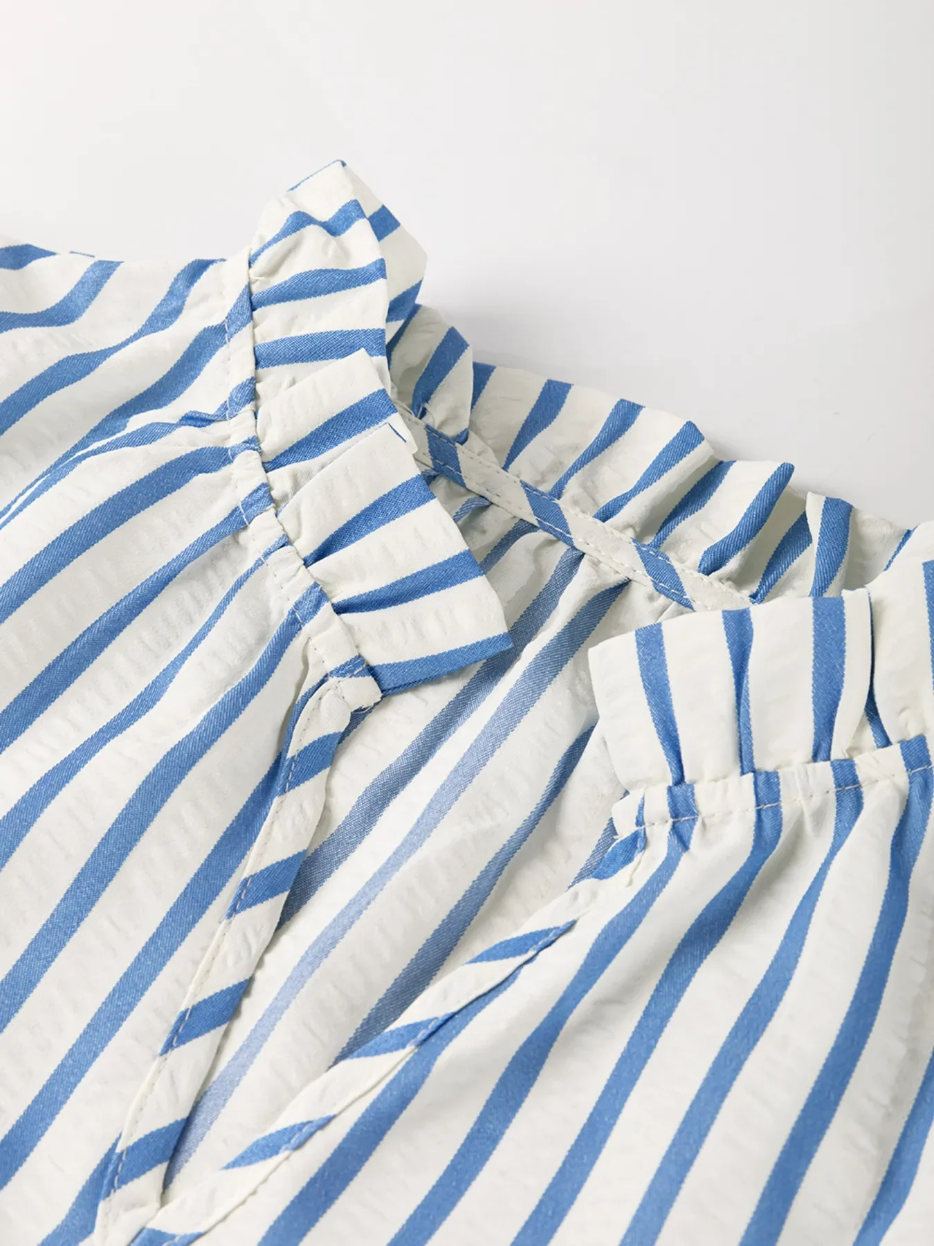 Stripe Knotted Sleeve Notched Shift Mini Dress - Image 10