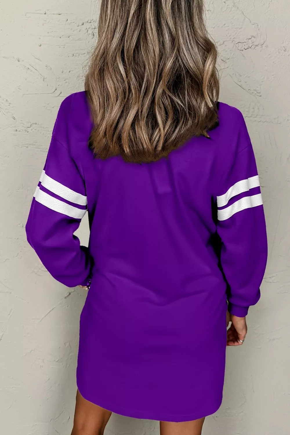 Stripe Long Sleeve Casual Sweatshirt Dress - Image 3