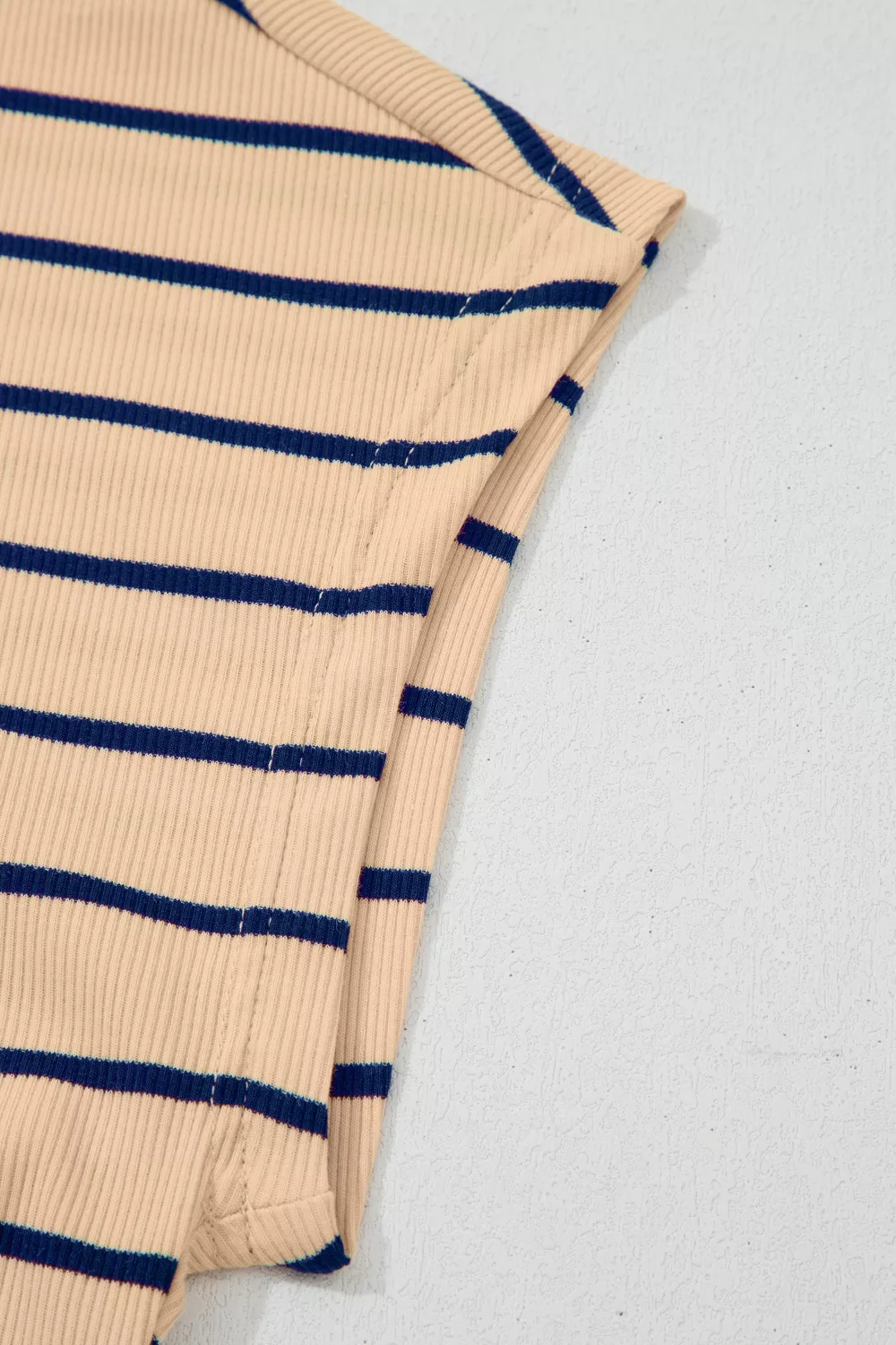 Stripe Mock Neck Short Sleeve Loose Top - Image 8