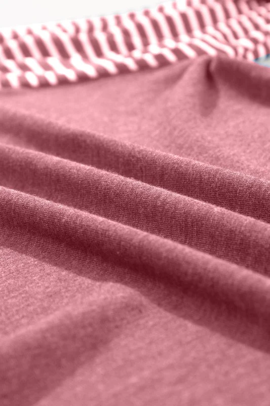Stripe Patchwork Raglan Long Sleeve Top - Image 9