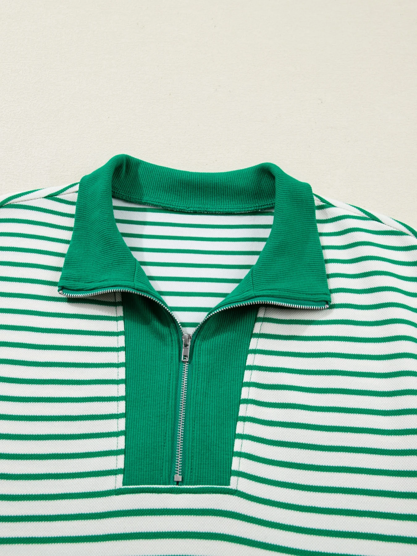 Stripe Quarter Zip Polo Collar T Shirt Dress with Pockets - Image 18