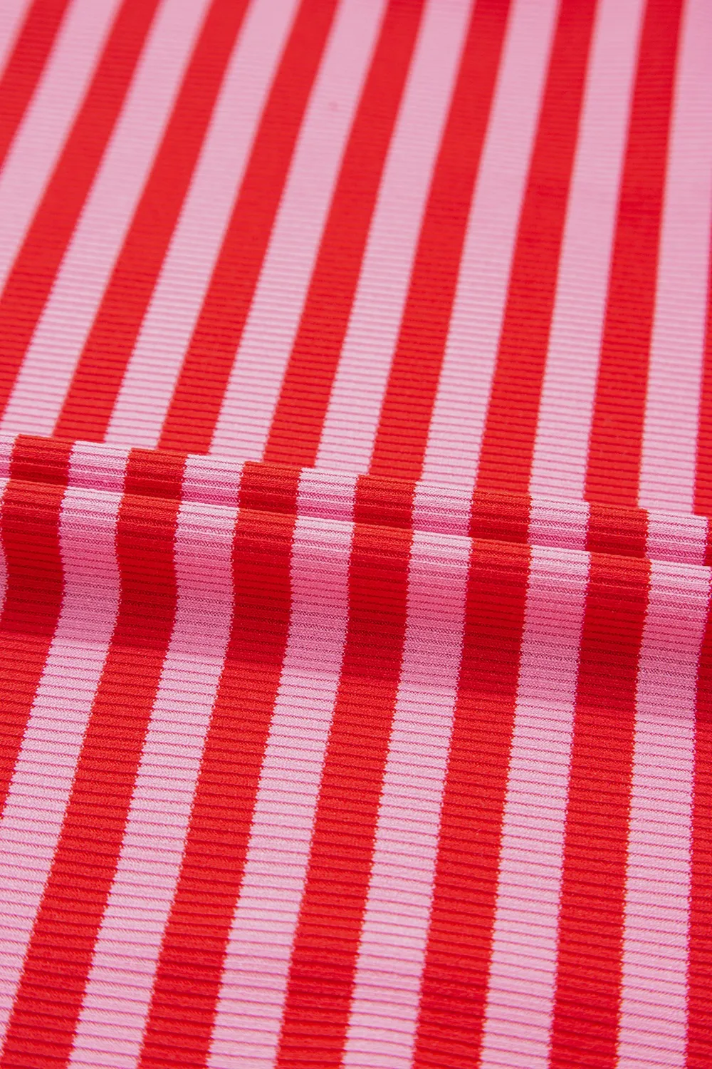 Stripe Ribbed Cap Sleeve Round Neck T Shirt - Image 11