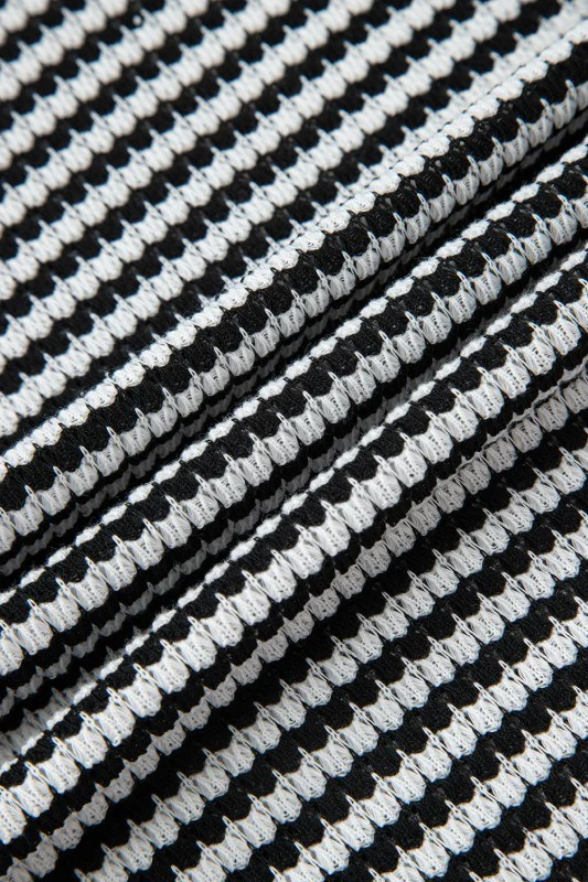 Stripe Ribbed Trim Drop Shoulder Top - Image 20