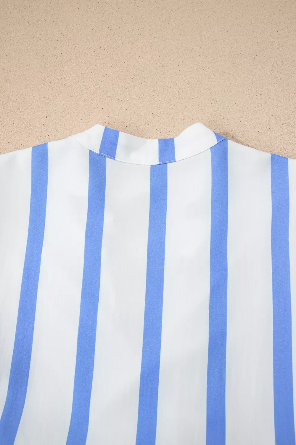 Stripe Ricrac Trim Notched Neck Half Sleeve Vacation Dress - Image 11