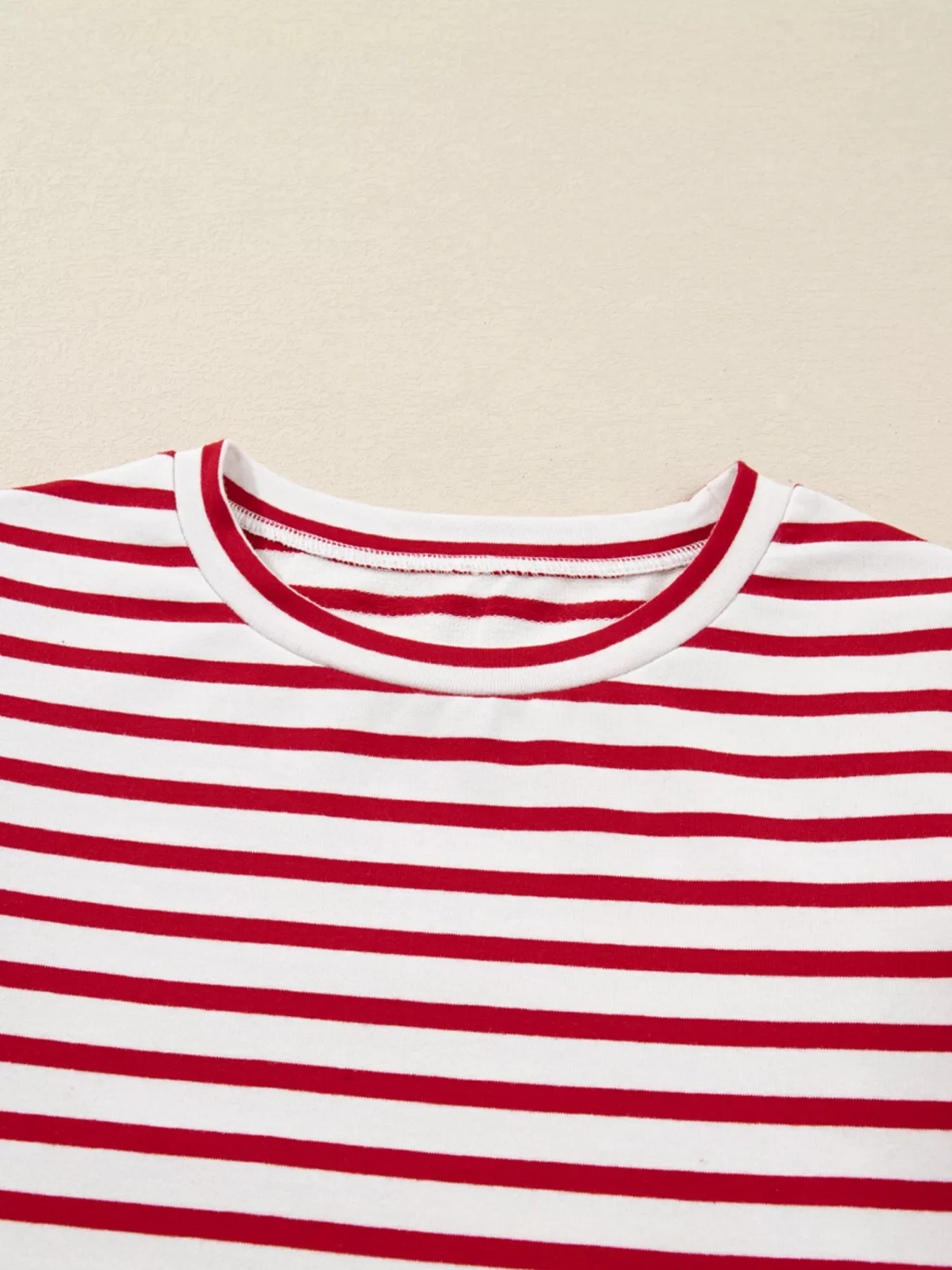 Stripe Round Neck Ruffle Trim Long Sleeve Top - Image 6