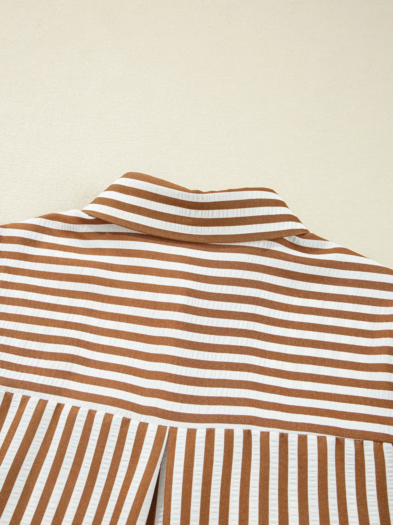 Stripe Ruffled Hem Collared Long Sleeve Shirt Mini Dress - Image 7
