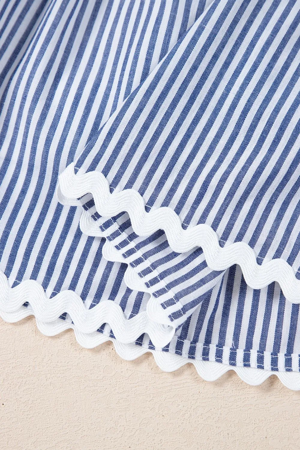 Stripe Sleeveless Notched Ric Rac Mini Dress - Image 12
