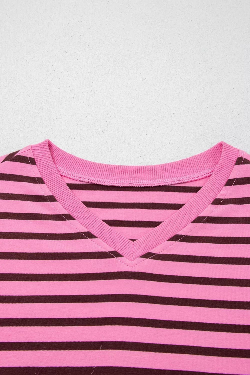 Stripe V Neck Drop Shoulder Long Sleeve Top - Image 10