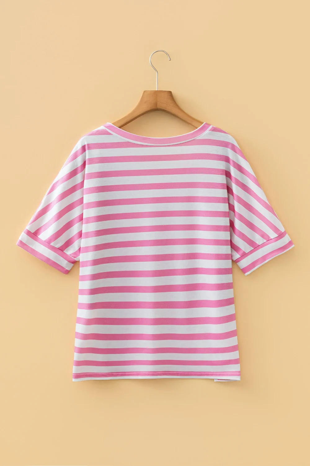 Stripe V Neck Patched Pocket Casual T Shirt - Image 12