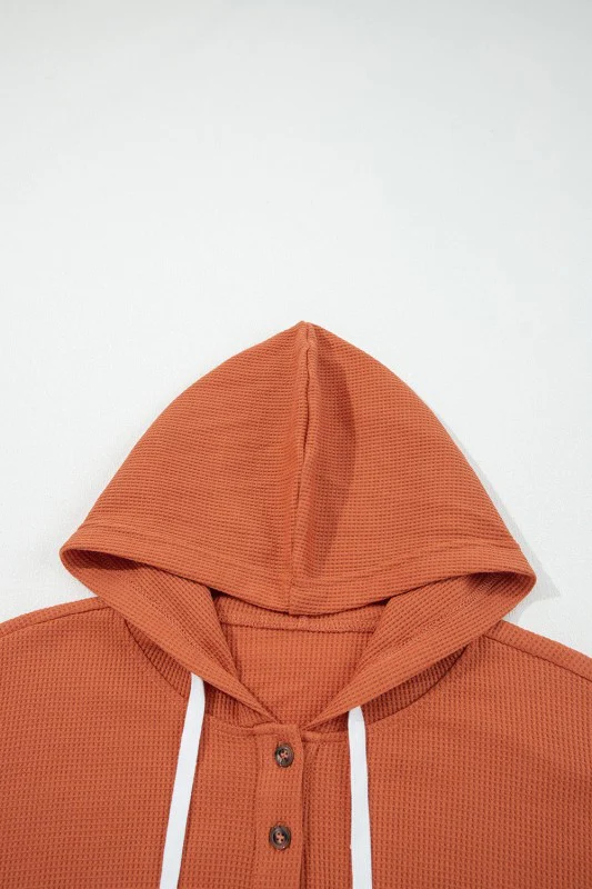 Stripe Waffle Patchwork Hooded Long Sleeve Top - Image 12