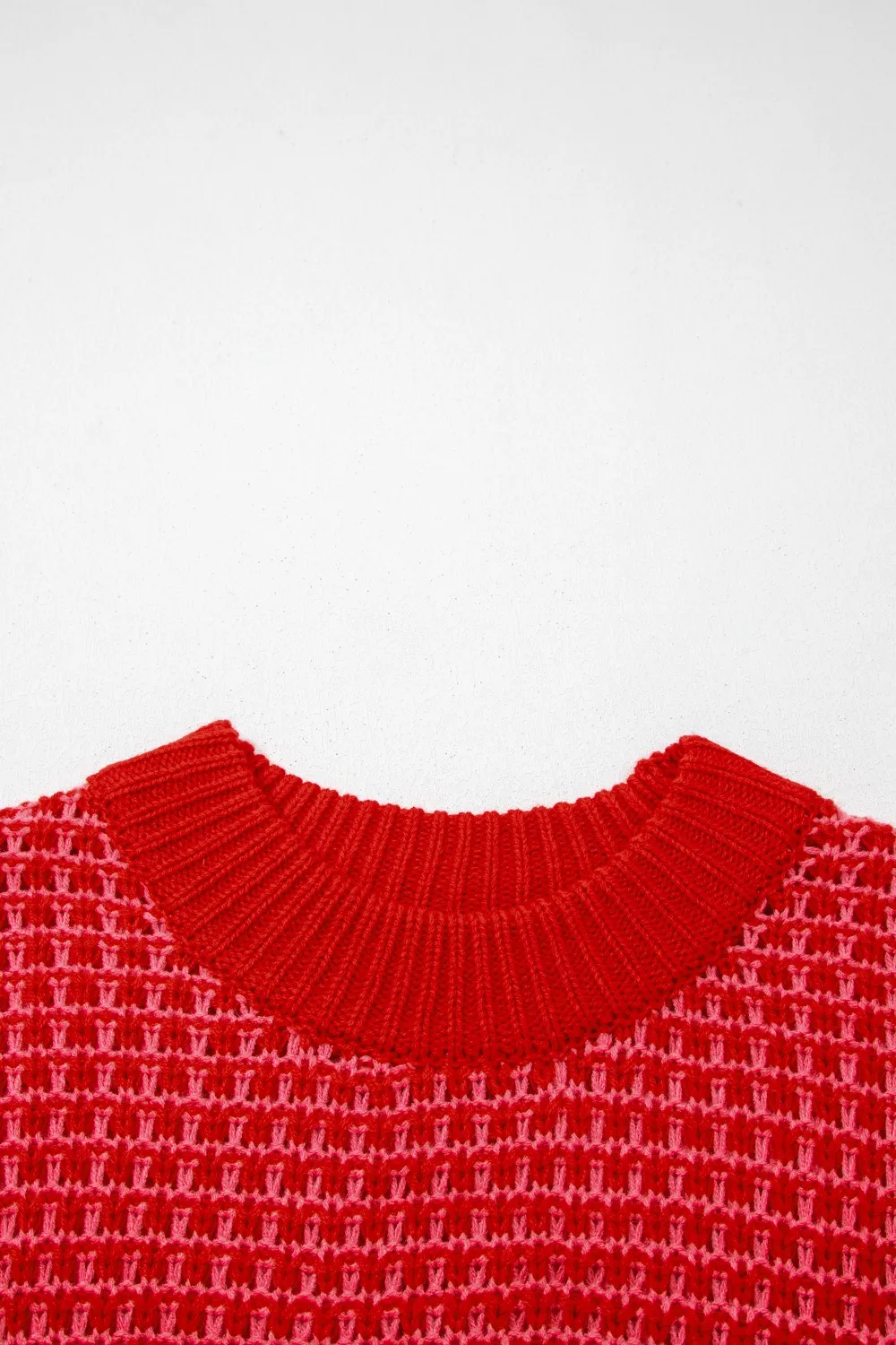 Stripe Wavy Crochet Eyelet Detail Ruffle Half Sleeve Sweater - Image 6