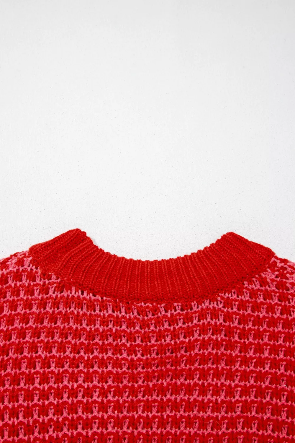 Stripe Wavy Crochet Eyelet Detail Ruffle Half Sleeve Sweater - Image 7