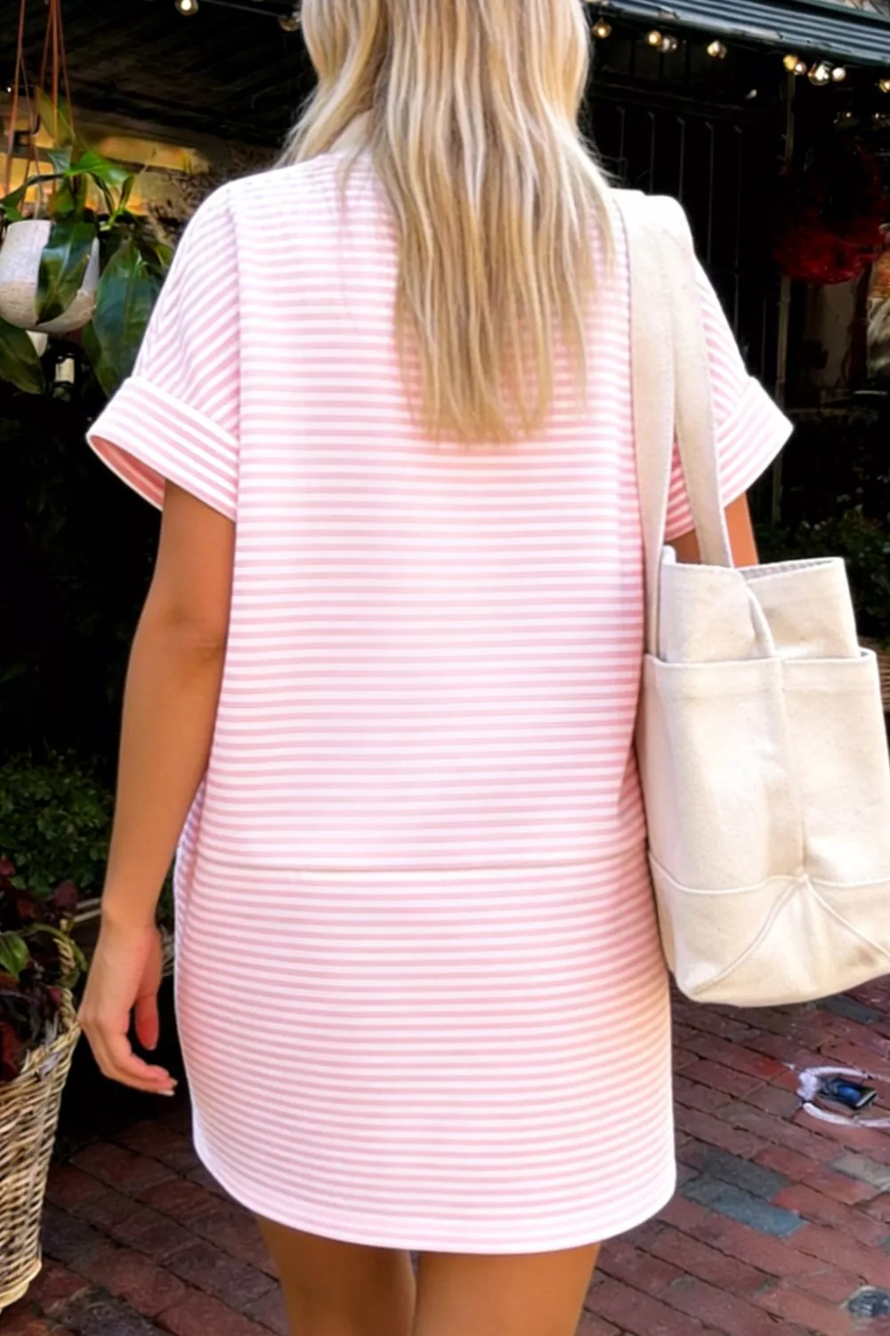 Striped Bow-Embellished Mini Dress - Image 3