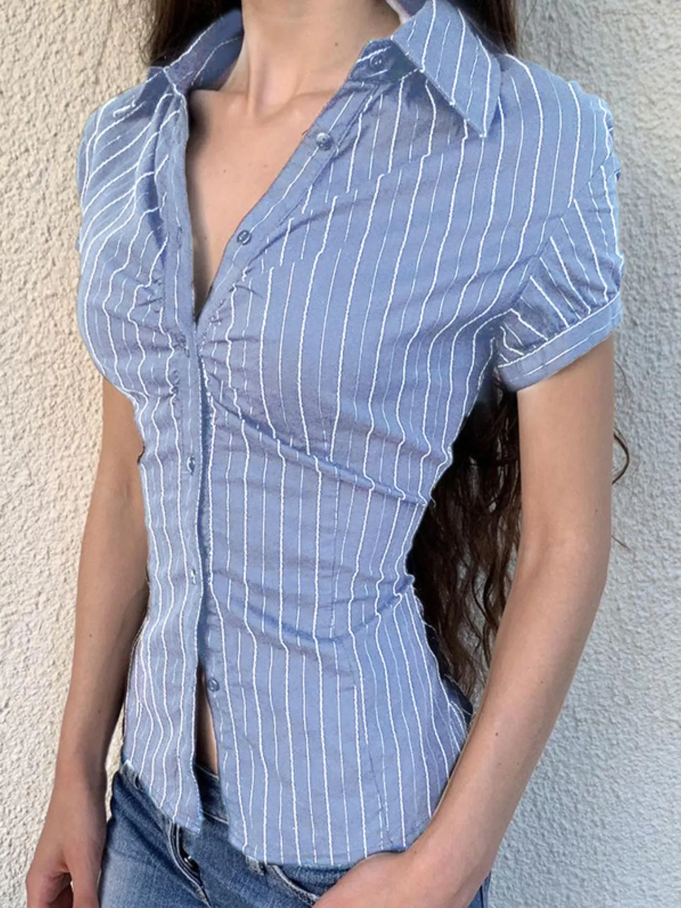 Striped Button-Down Collared Neck Shirt - Image 4