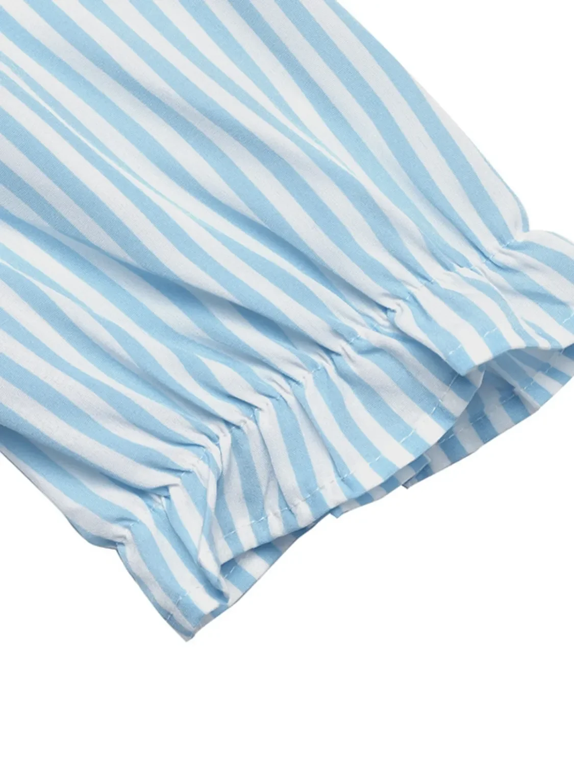 Striped Button-Down Midi Shirt Dress with Ruffle Sleeves - Image 10