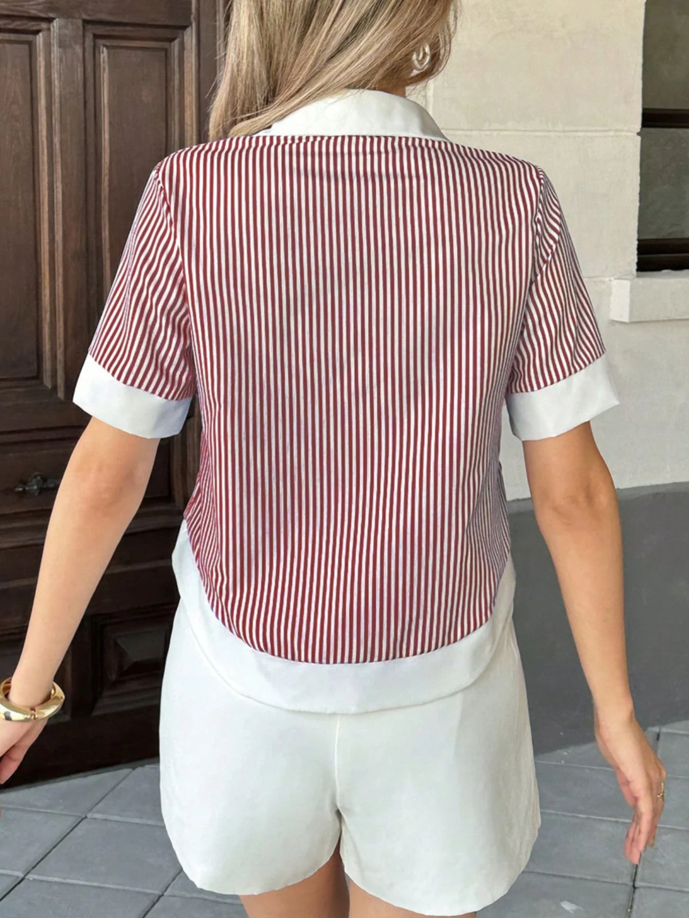 Striped Button-Down Short Sleeve Shirt - Image 10