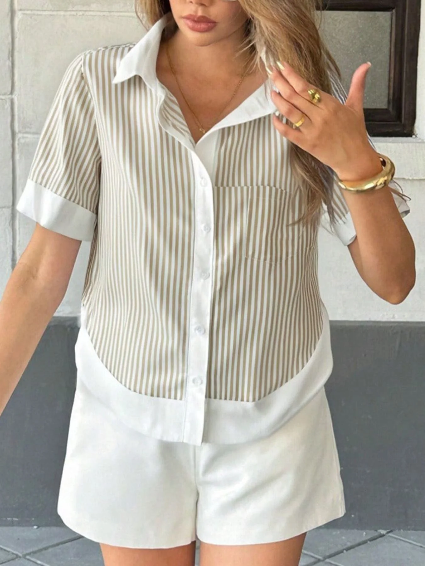 Striped Button-Down Short Sleeve Shirt - Image 15