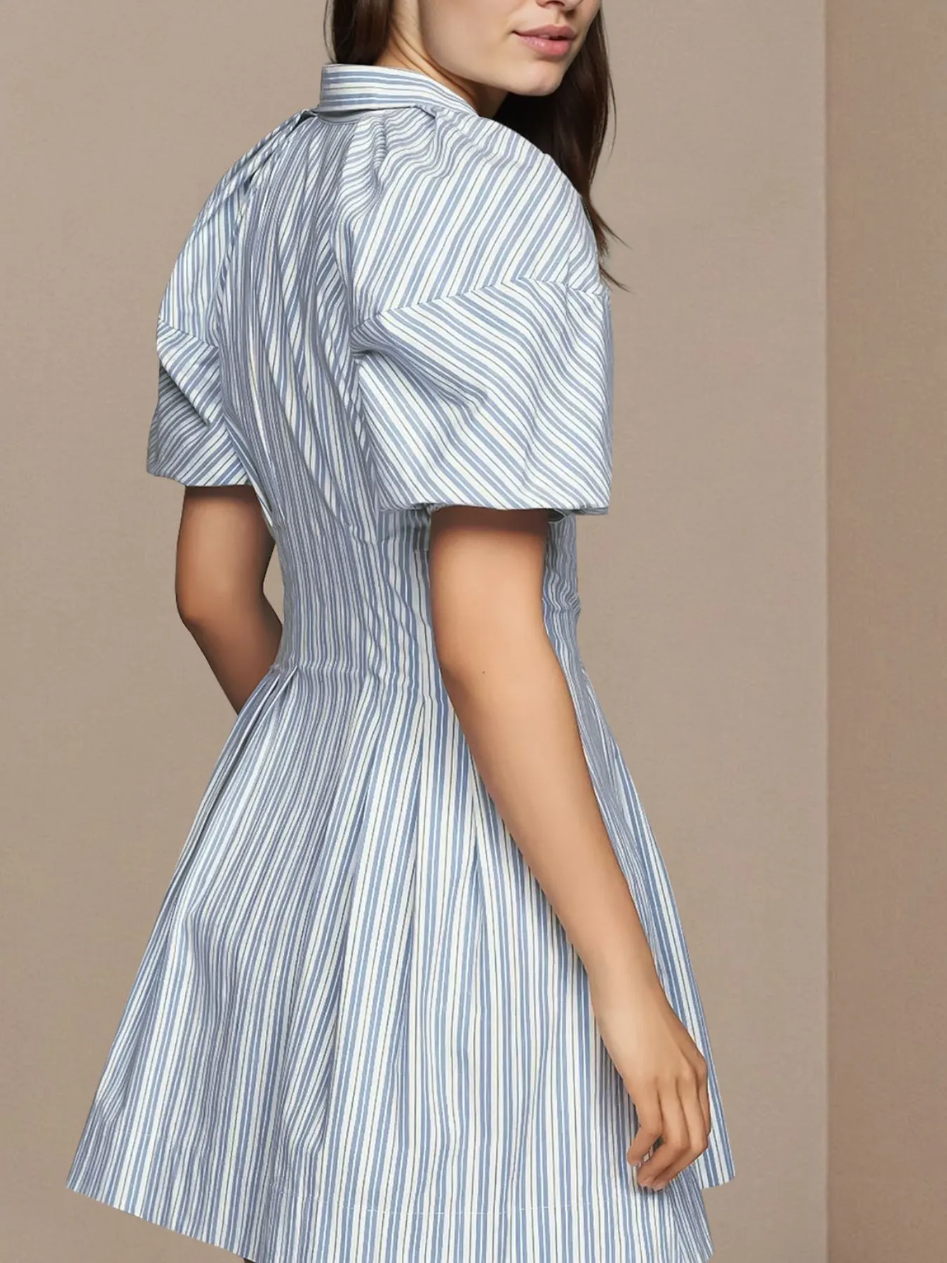 Striped Button Front Shirt Dress - Image 2