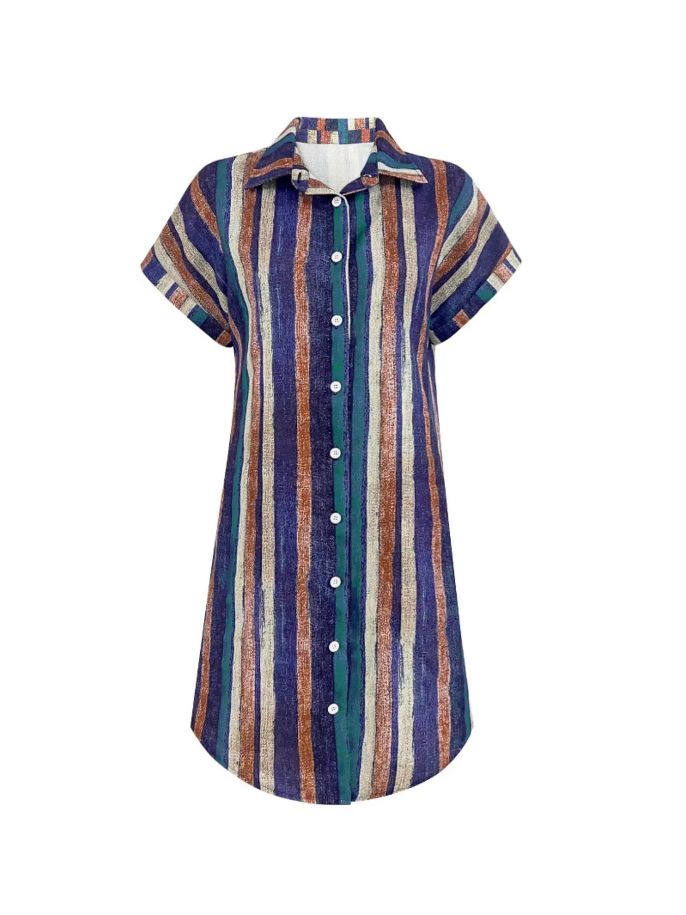 Striped Button-Front Shirt Dress - Image 3
