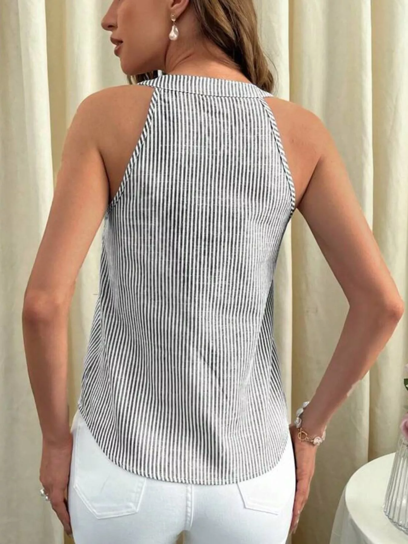 Striped Button Front Tank - Image 13