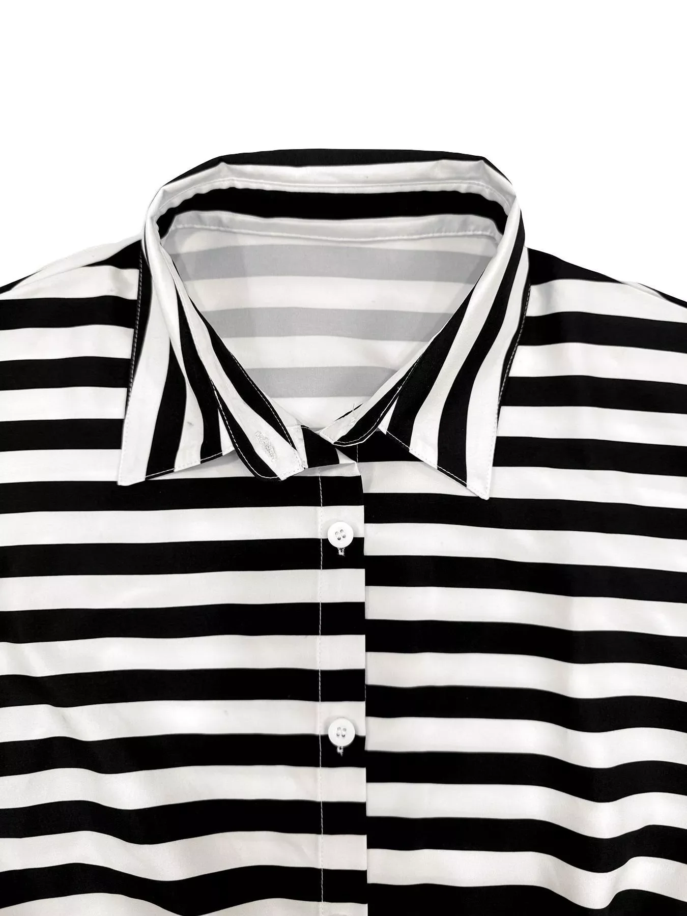 Striped Button-Up Belted Romper - Image 6