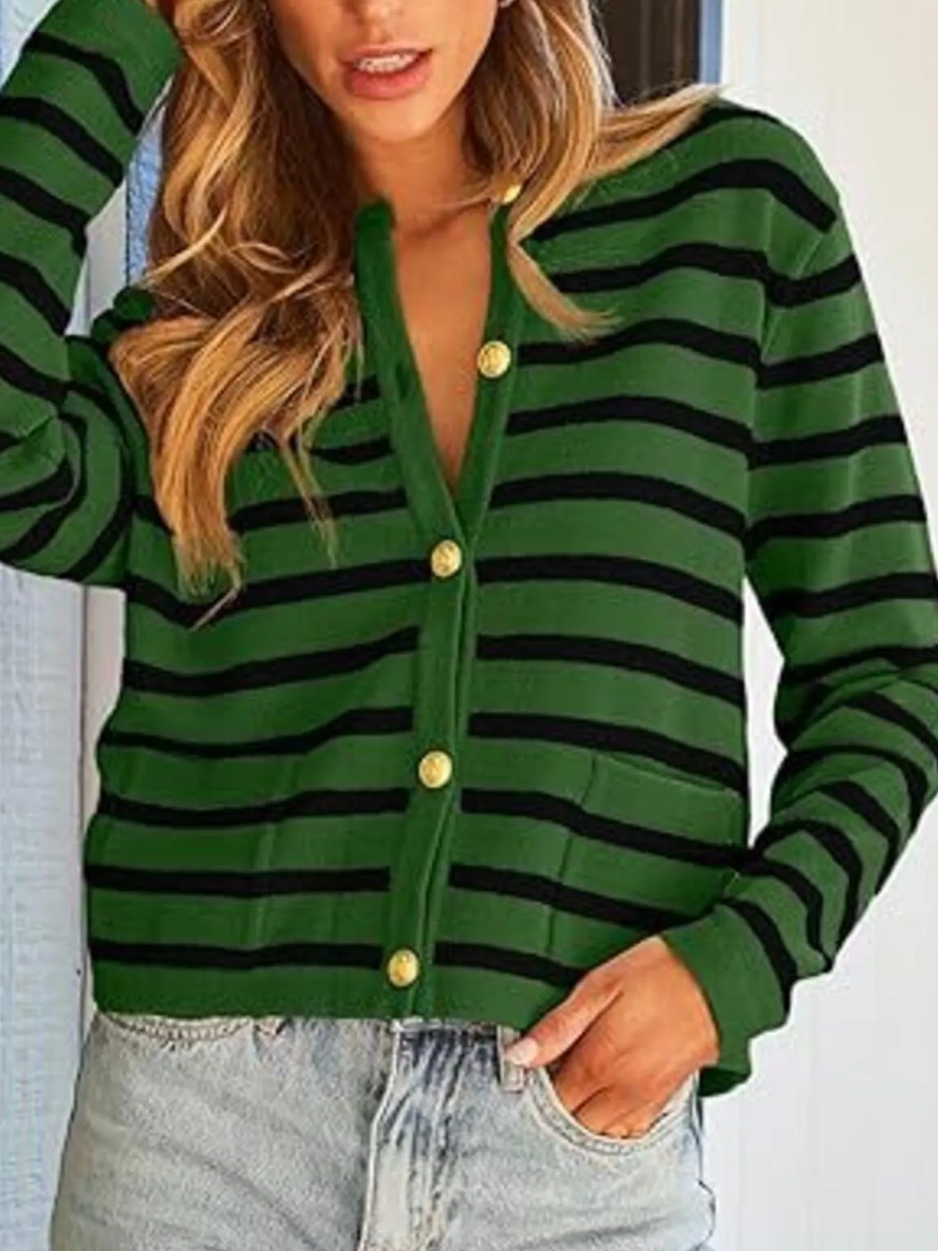 Striped Button-Up Cardigan - Image 19